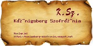Königsberg Szofrónia névjegykártya
